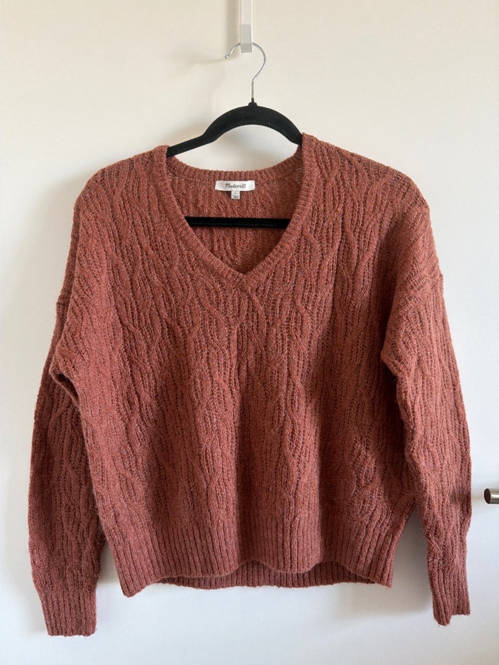 Madewell Rust Knit V Neck Sweater Size S